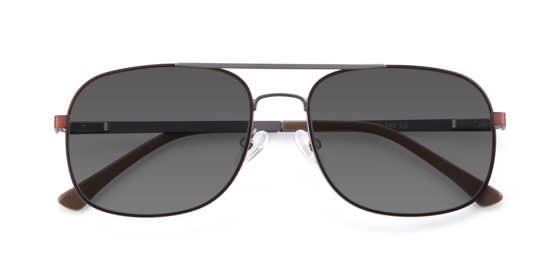 Folded Front of 9487 in Brown-Silver with Medium Gray Tinted Lenses