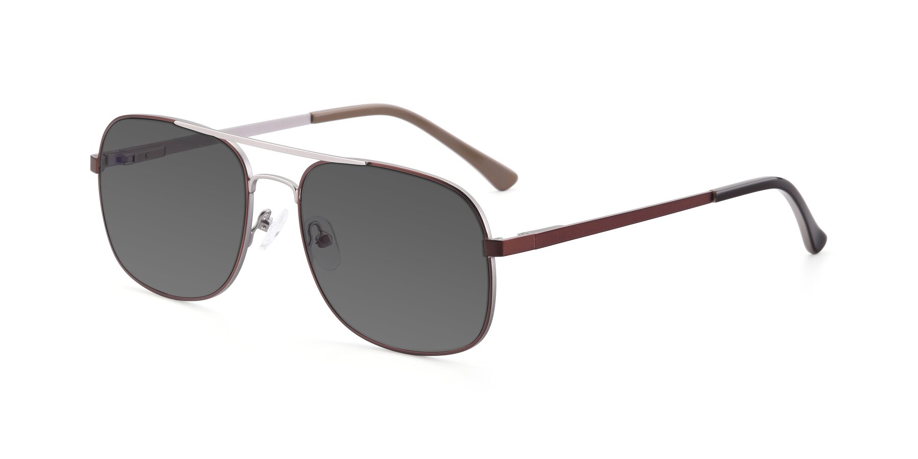 Angle of 9487 in Brown-Silver with Medium Gray Tinted Lenses