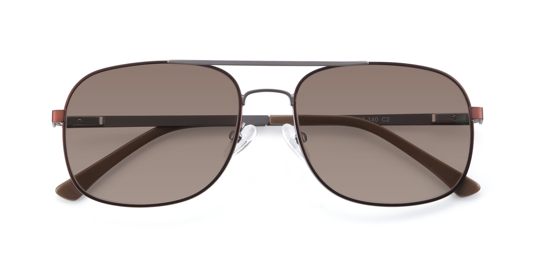 Folded Front of 9487 in Brown-Silver with Medium Brown Tinted Lenses