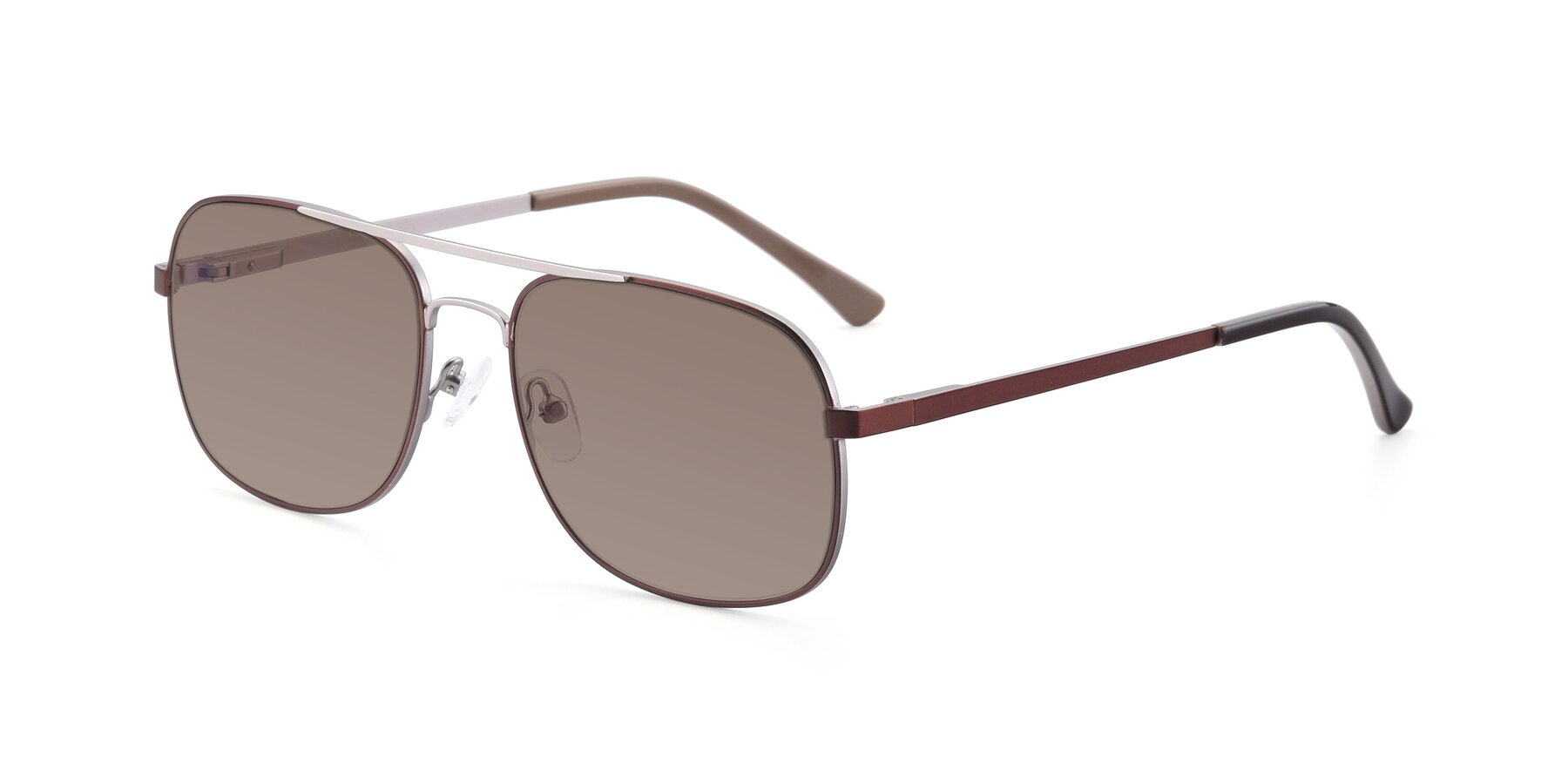 Angle of 9487 in Brown-Silver with Medium Brown Tinted Lenses