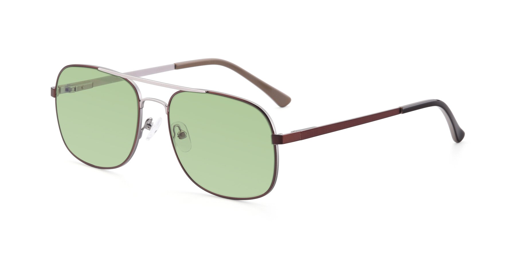 Angle of 9487 in Brown-Silver with Medium Green Tinted Lenses
