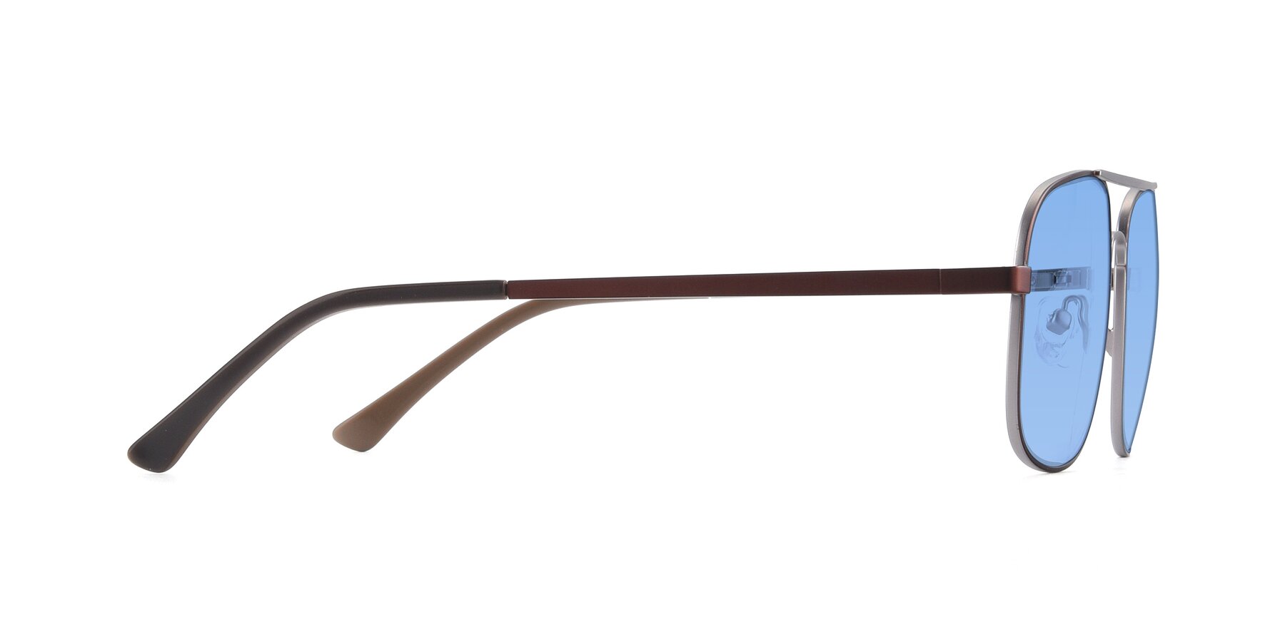 Side of 9487 in Brown-Silver with Medium Blue Tinted Lenses