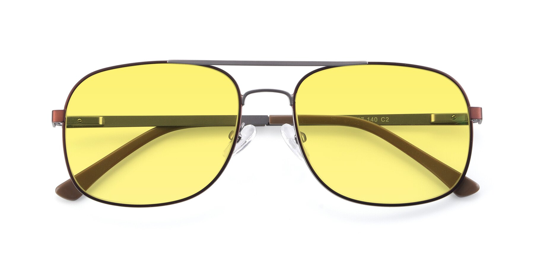 Folded Front of 9487 in Brown-Silver with Medium Yellow Tinted Lenses