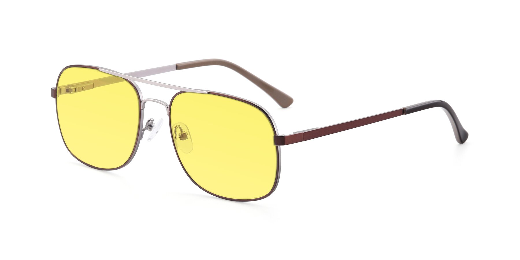 Angle of 9487 in Brown-Silver with Medium Yellow Tinted Lenses