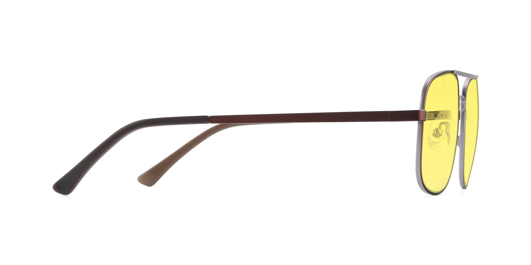 Side of 9487 in Brown-Silver with Medium Yellow Tinted Lenses