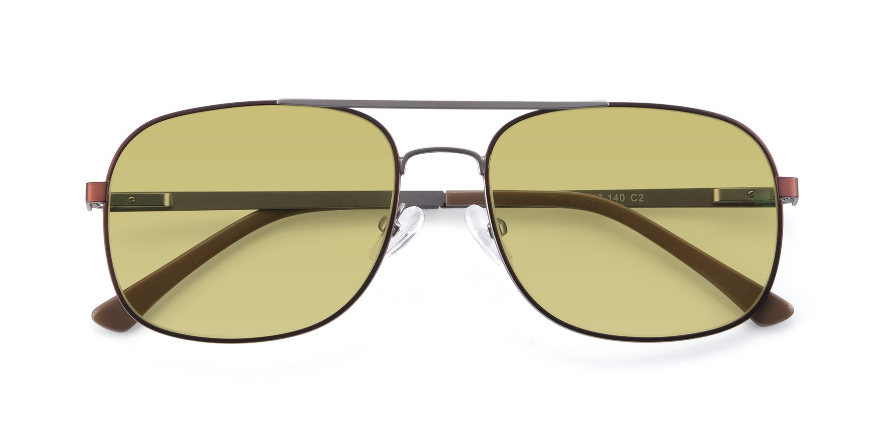 Folded Front of 9487 in Brown-Silver with Medium Champagne Tinted Lenses