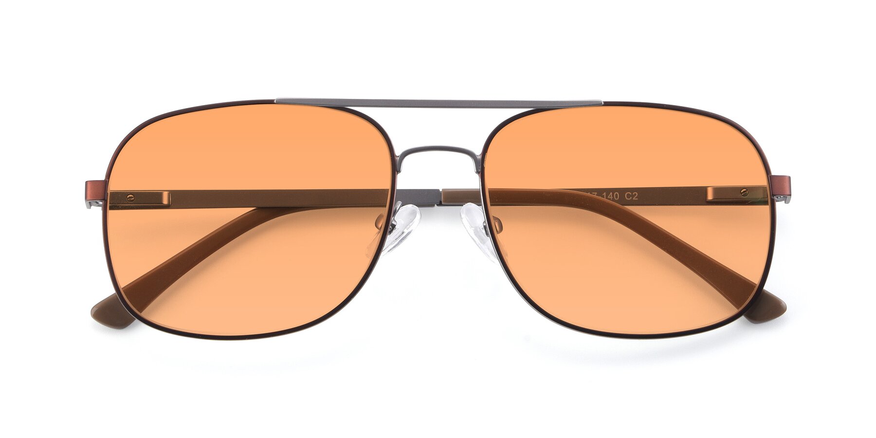 Folded Front of 9487 in Brown-Silver with Medium Orange Tinted Lenses