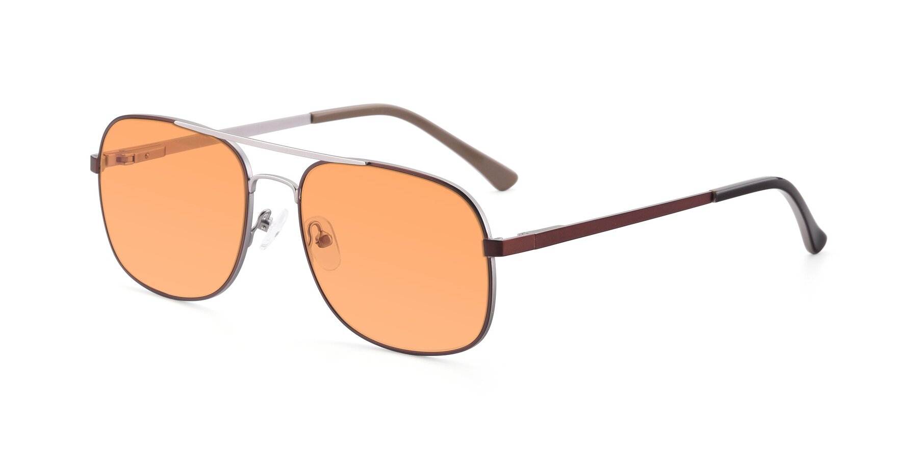 Angle of 9487 in Brown-Silver with Medium Orange Tinted Lenses