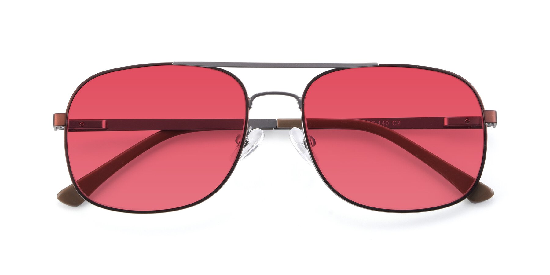 Folded Front of 9487 in Brown-Silver with Red Tinted Lenses