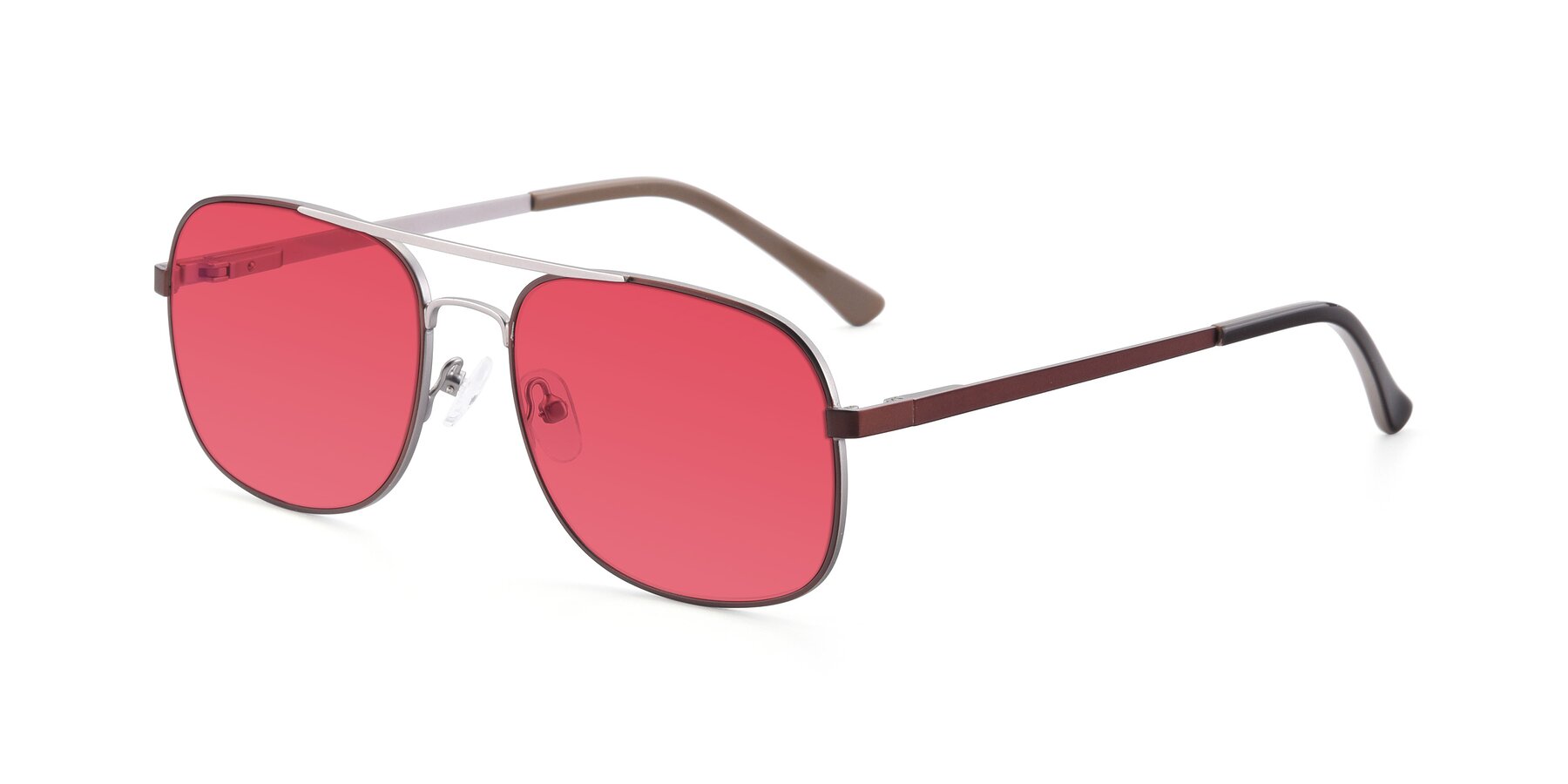Angle of 9487 in Brown-Silver with Red Tinted Lenses