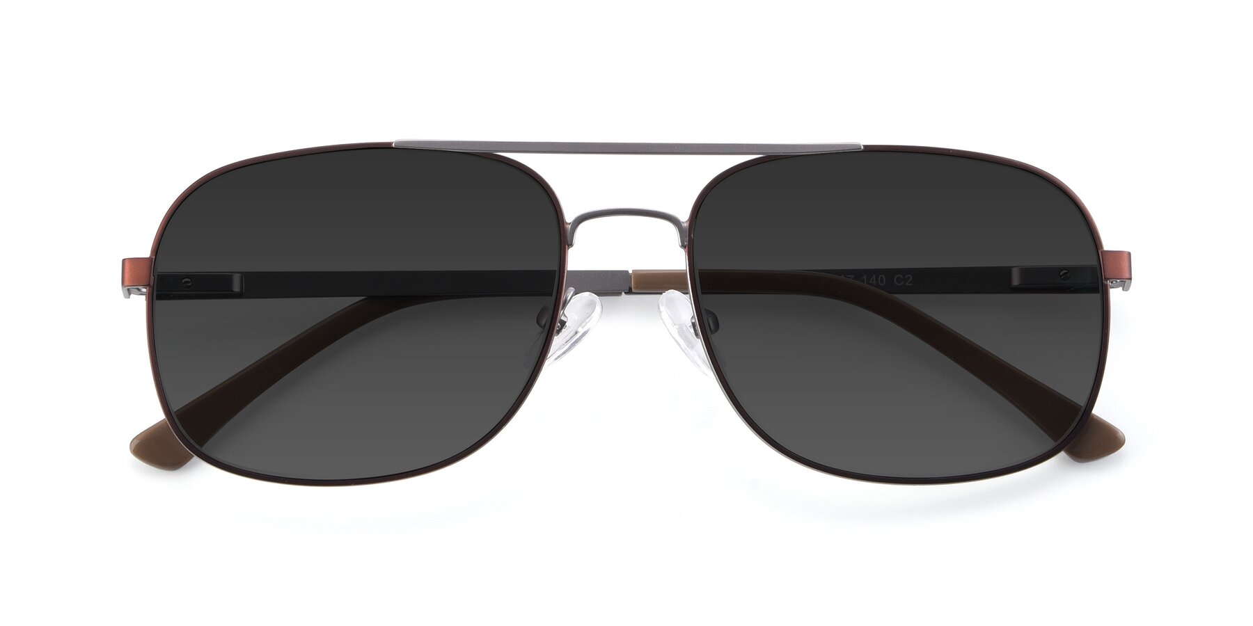 Folded Front of 9487 in Brown-Silver with Gray Tinted Lenses