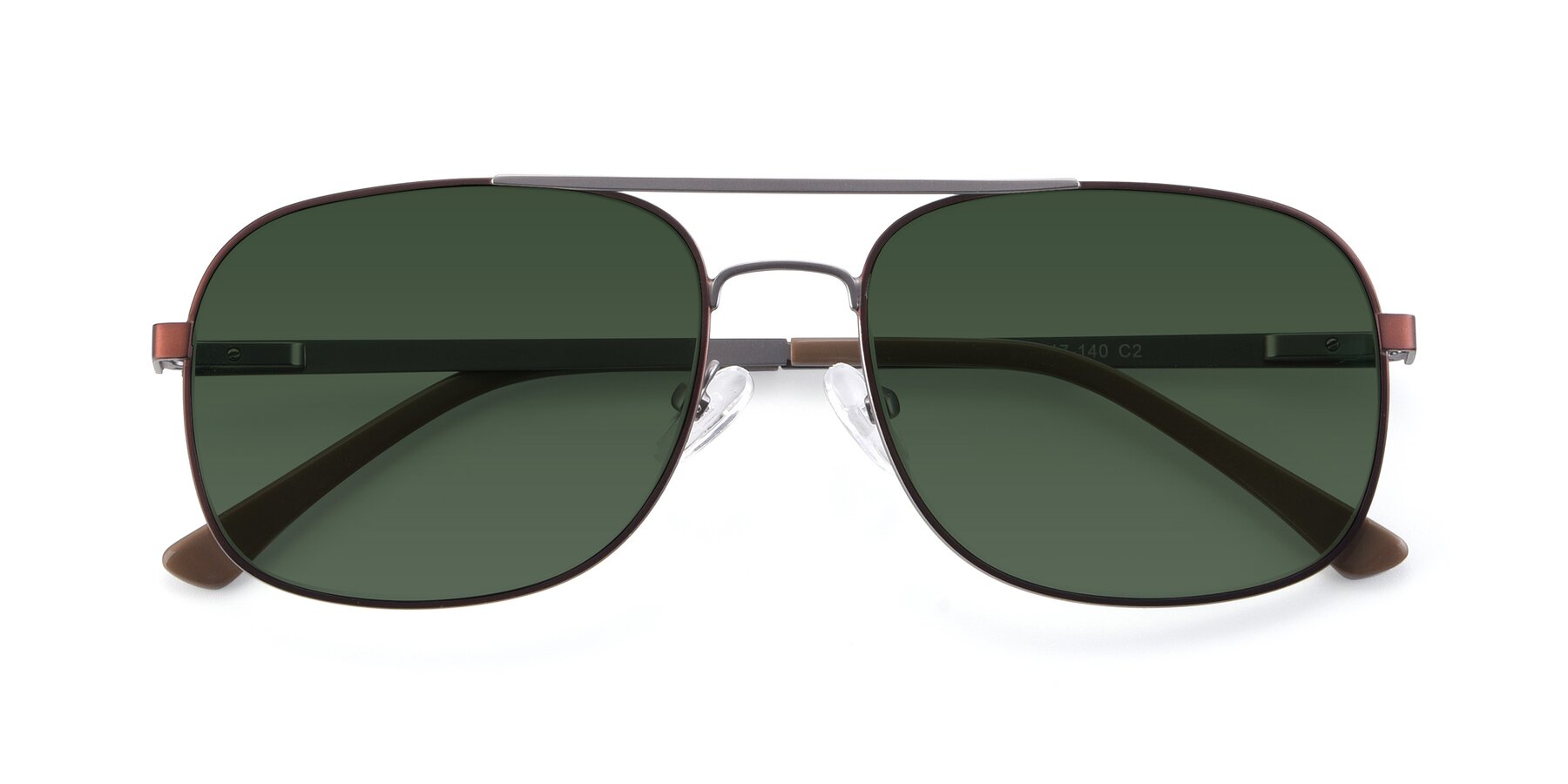 Folded Front of 9487 in Brown-Silver with Green Tinted Lenses