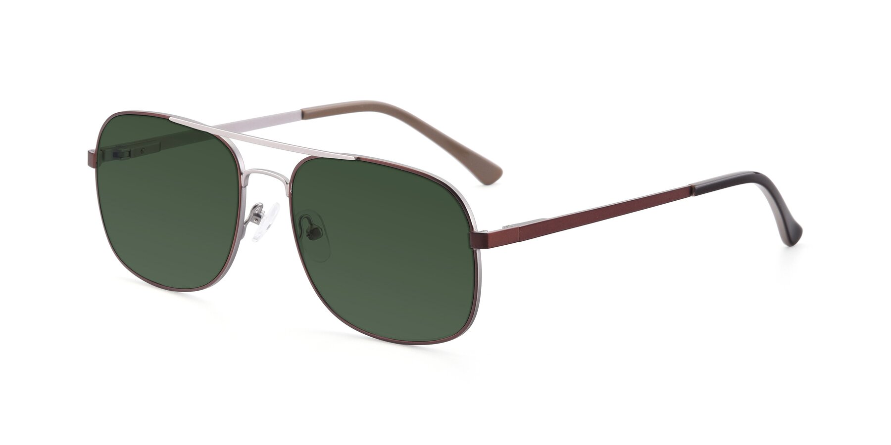 Angle of 9487 in Brown-Silver with Green Tinted Lenses