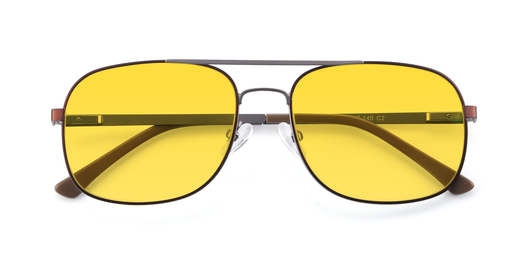 Folded Front of 9487 in Brown-Silver with Yellow Tinted Lenses