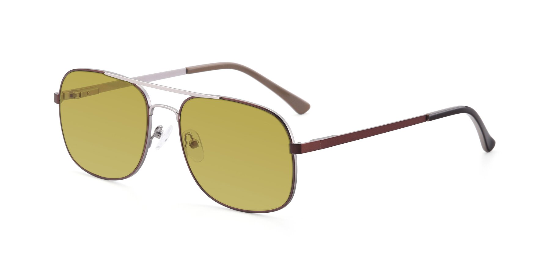 Angle of 9487 in Brown-Silver with Champagne Tinted Lenses