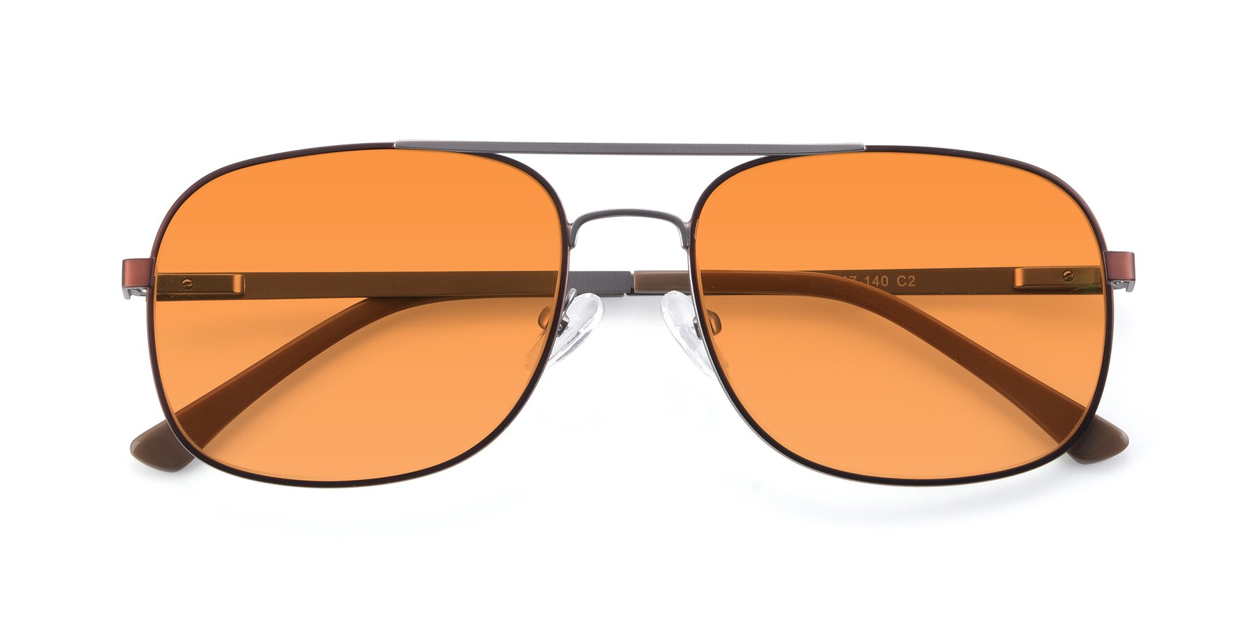 Folded Front of 9487 in Brown-Silver with Orange Tinted Lenses
