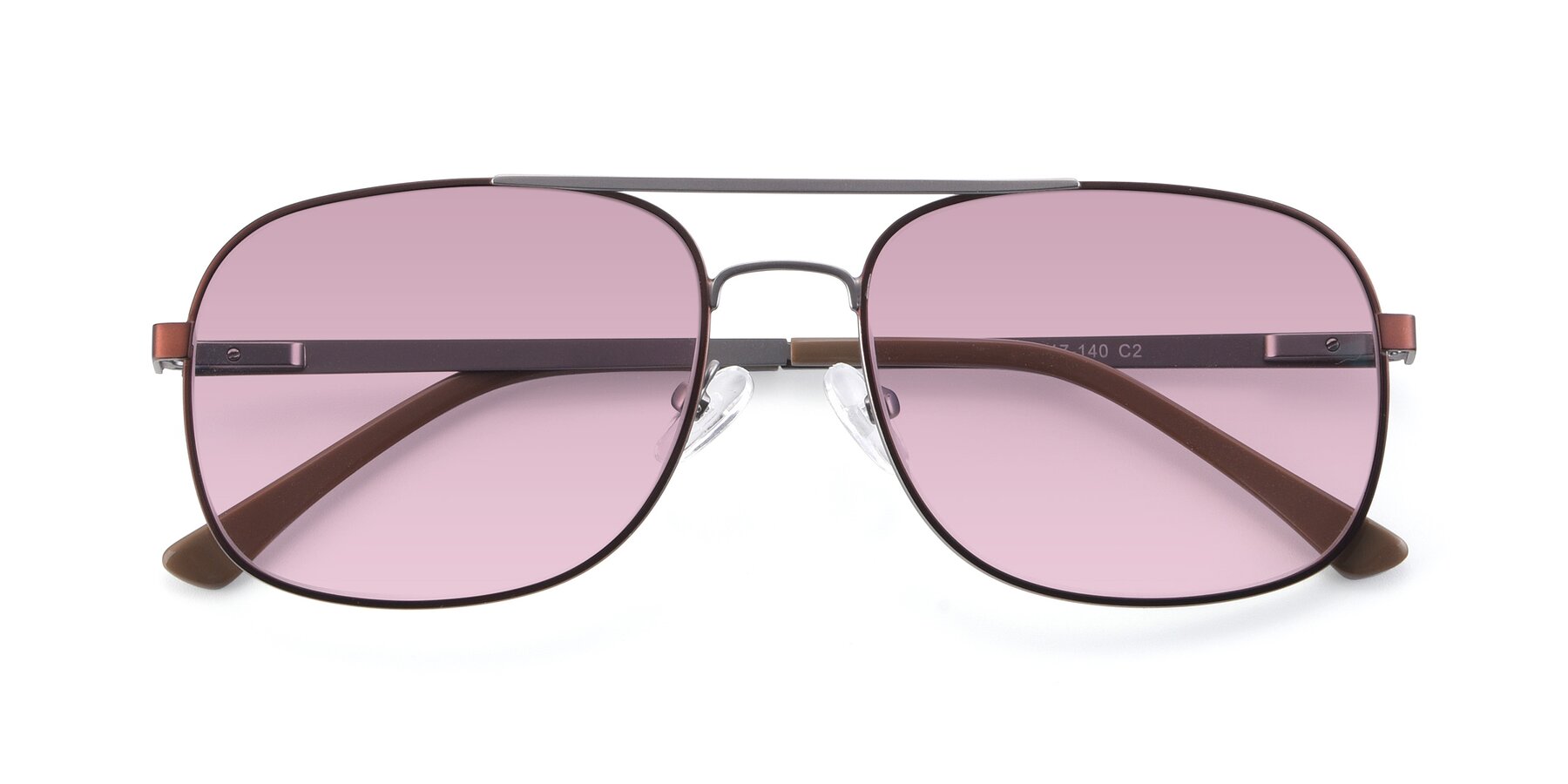 Folded Front of 9487 in Brown-Silver with Light Wine Tinted Lenses