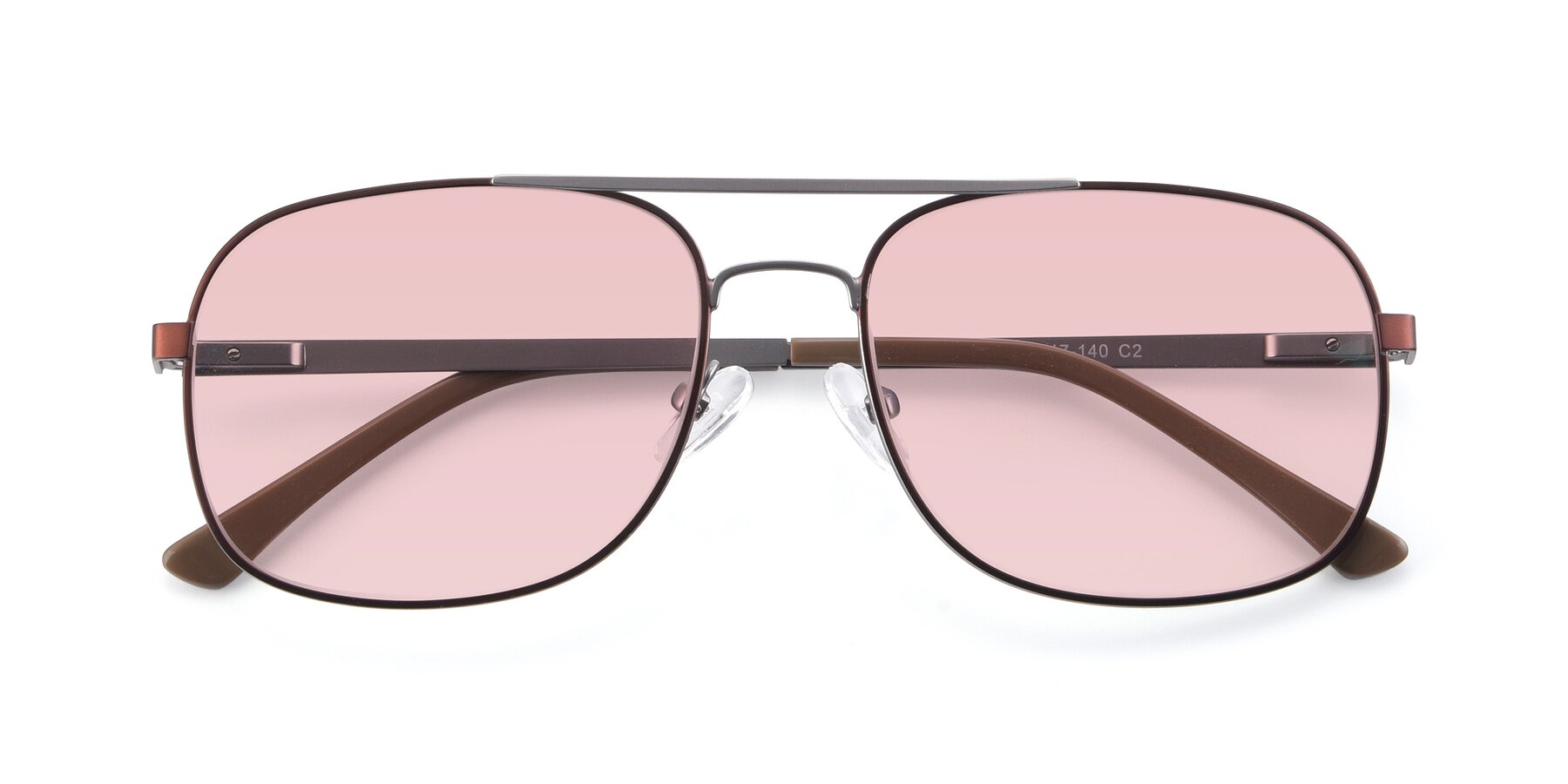 Folded Front of 9487 in Brown-Silver with Light Garnet Tinted Lenses