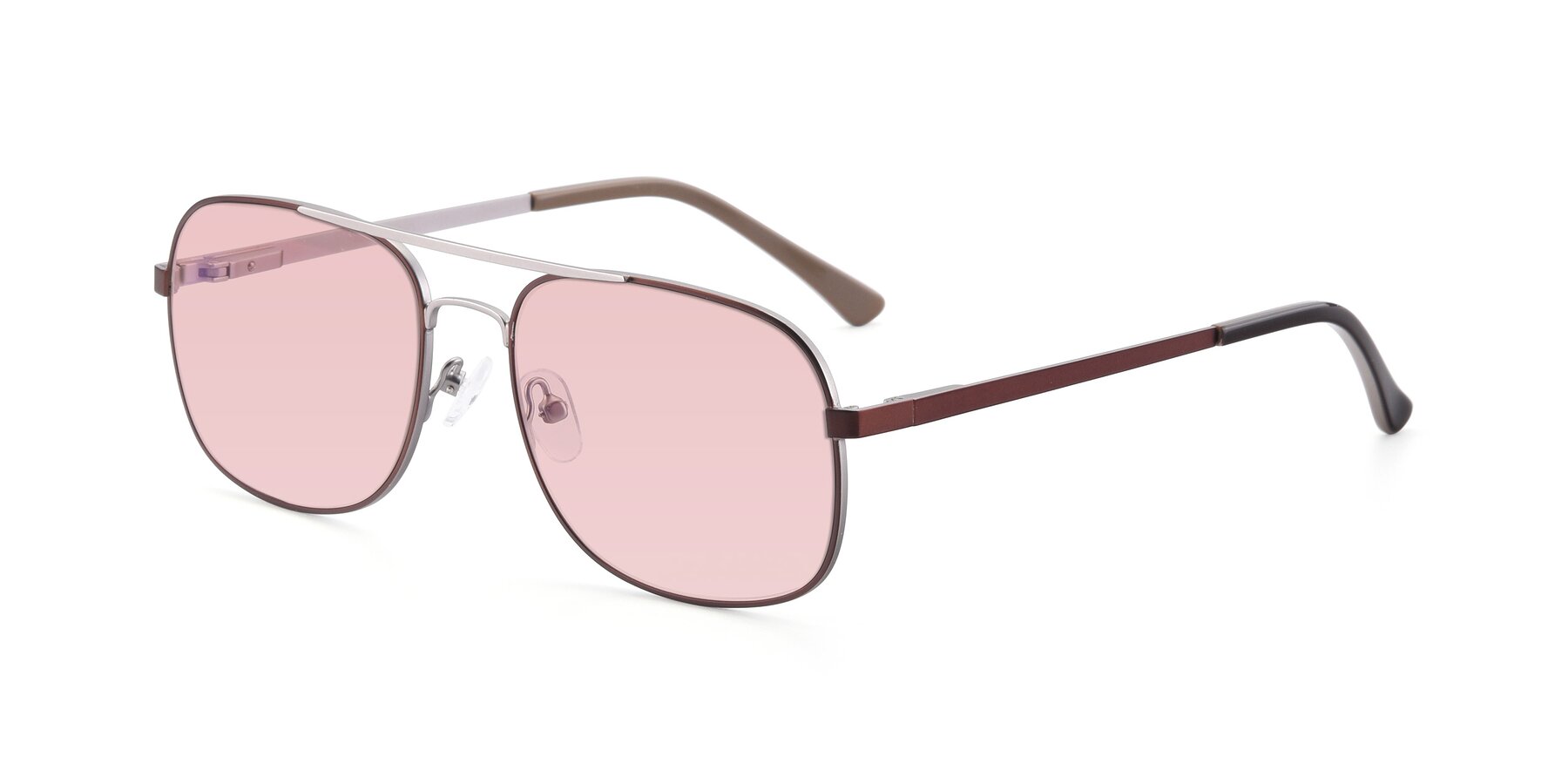 Angle of 9487 in Brown-Silver with Light Garnet Tinted Lenses