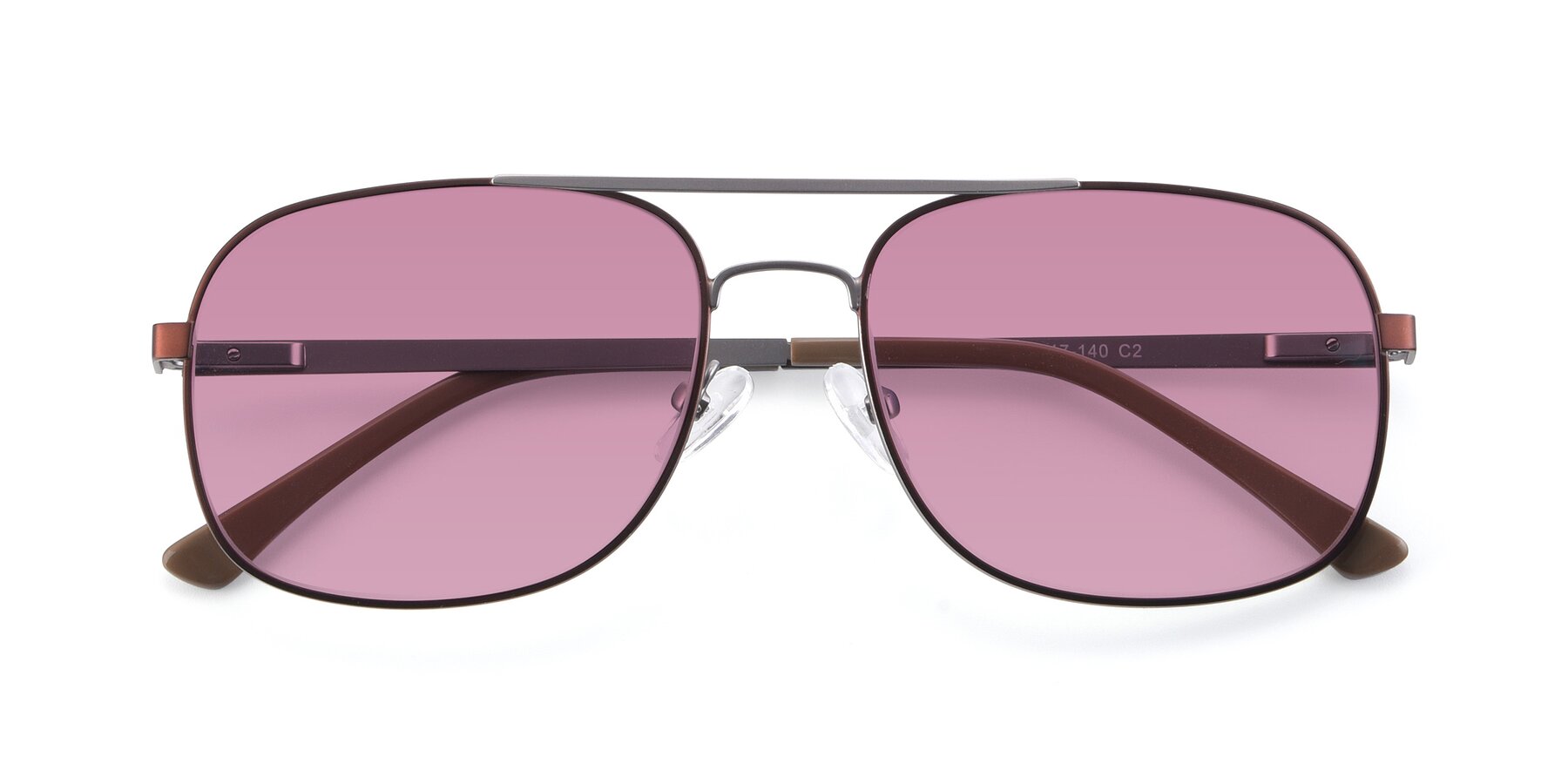 Folded Front of 9487 in Brown-Silver with Medium Wine Tinted Lenses