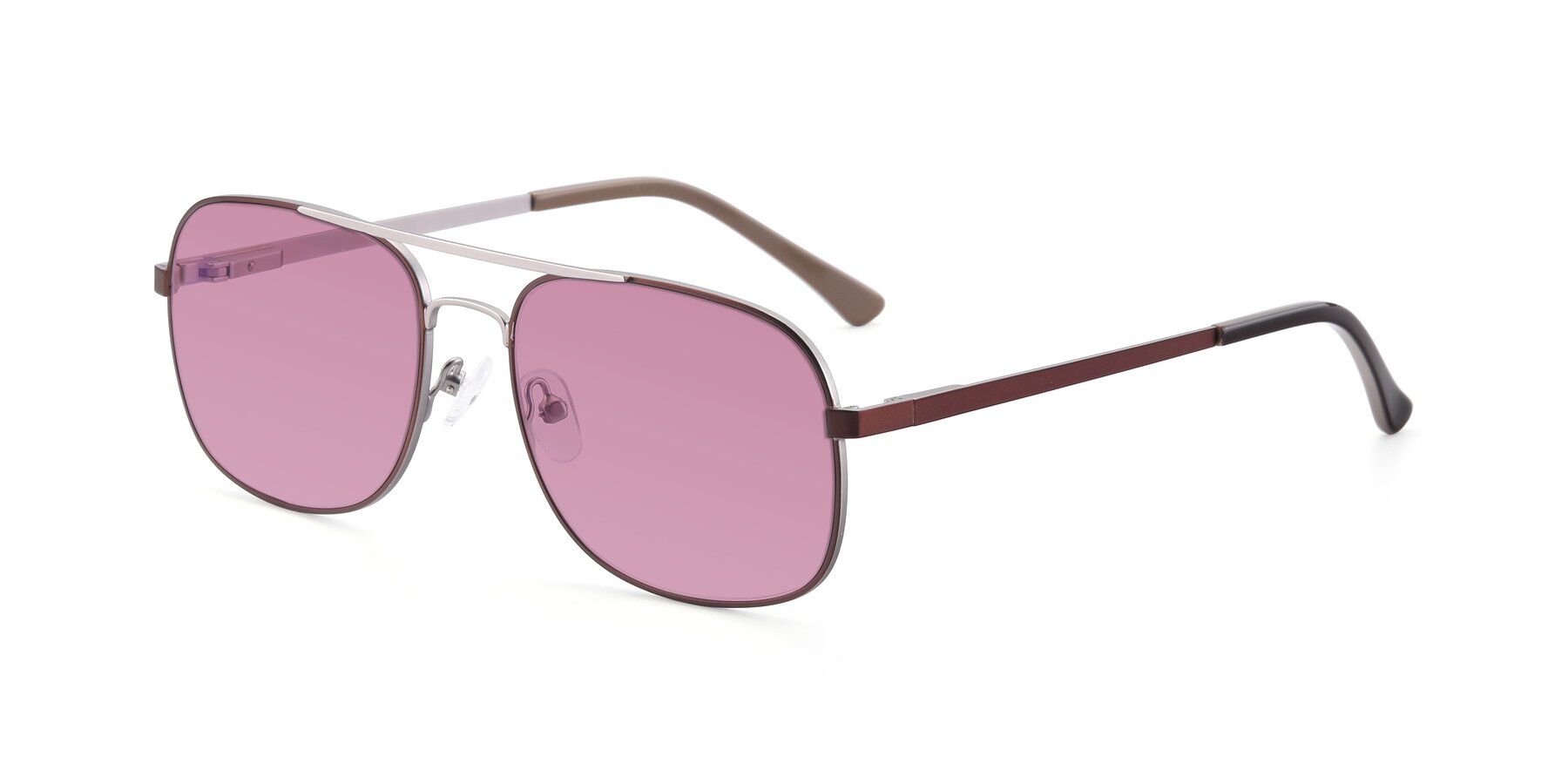 Angle of 9487 in Brown-Silver with Medium Wine Tinted Lenses