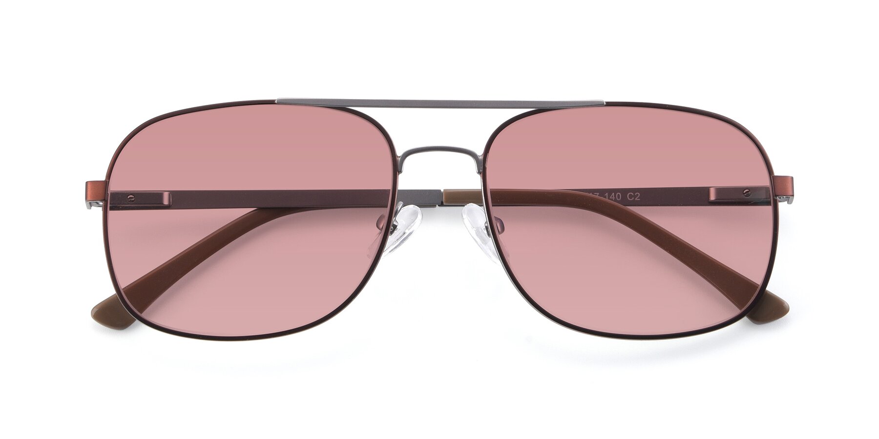 Folded Front of 9487 in Brown-Silver with Medium Garnet Tinted Lenses