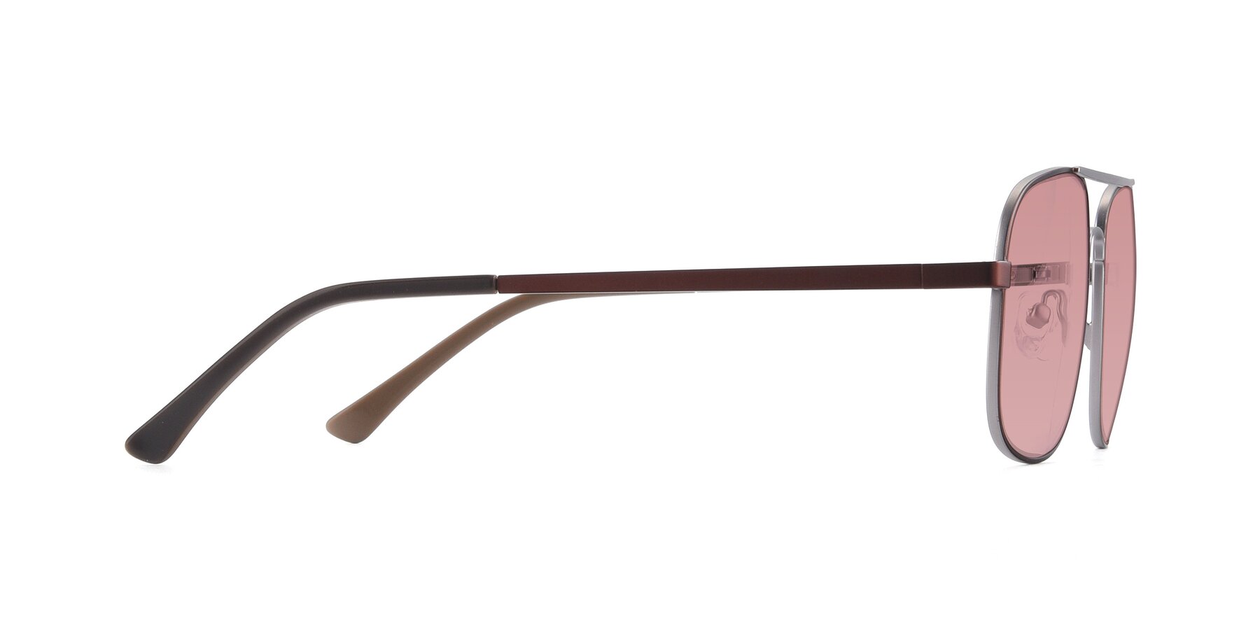 Side of 9487 in Brown-Silver with Medium Garnet Tinted Lenses