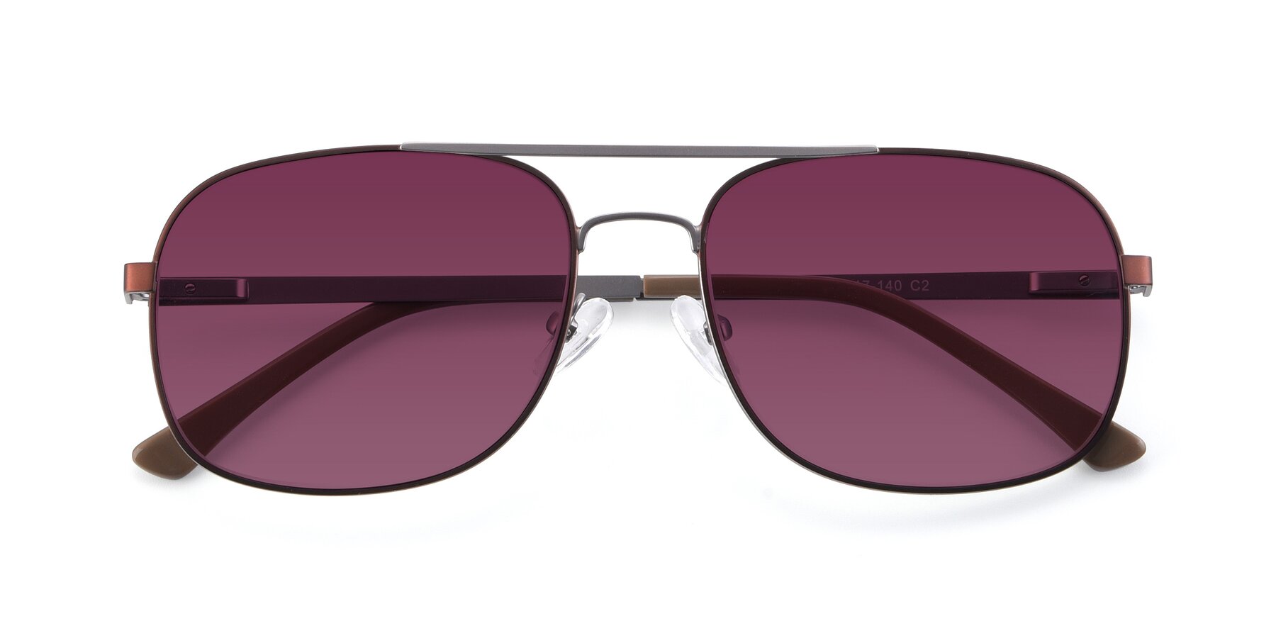 Folded Front of 9487 in Brown-Silver with Wine Tinted Lenses