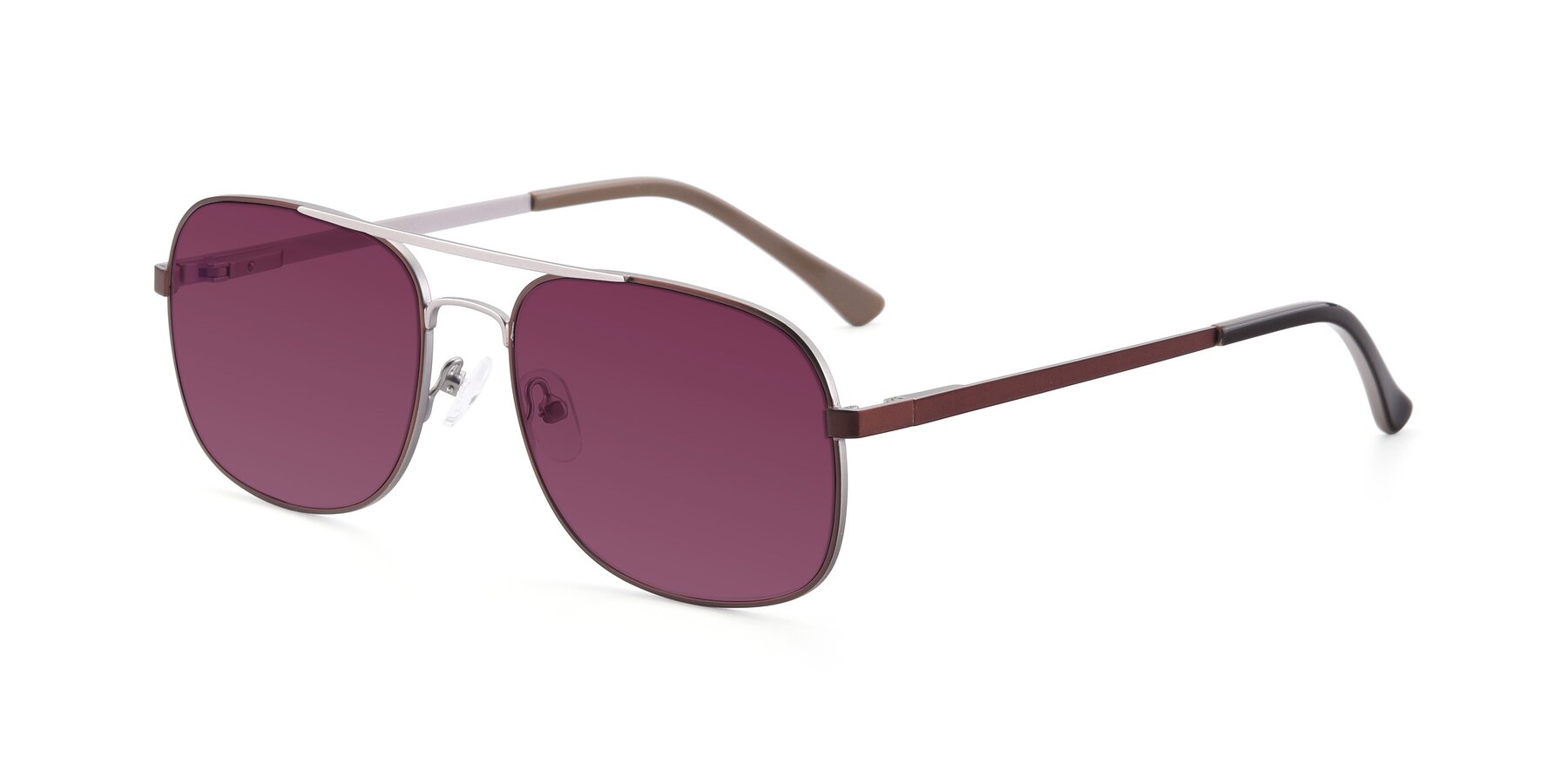 Angle of 9487 in Brown-Silver with Wine Tinted Lenses