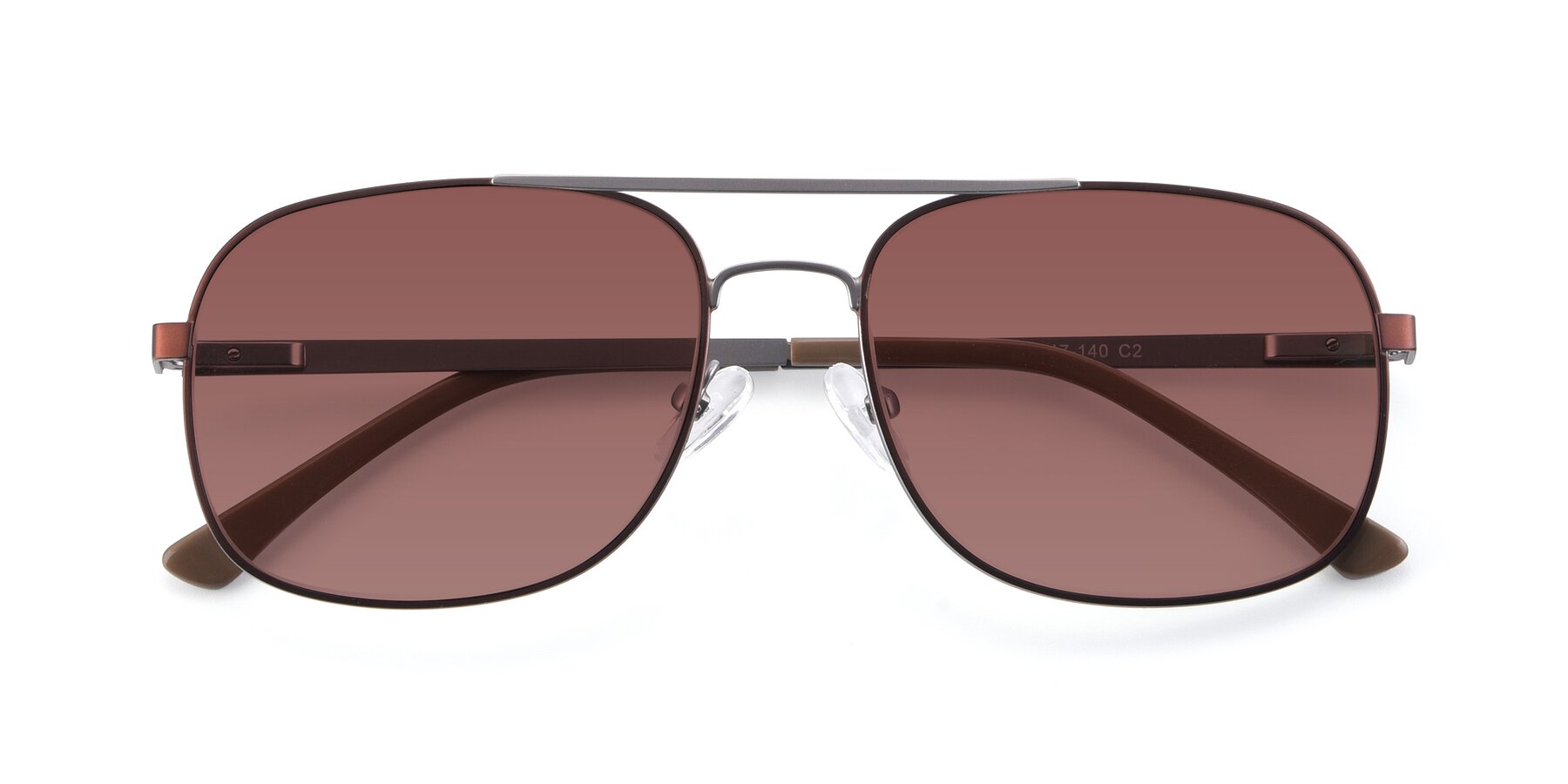 Folded Front of 9487 in Brown-Silver with Garnet Tinted Lenses