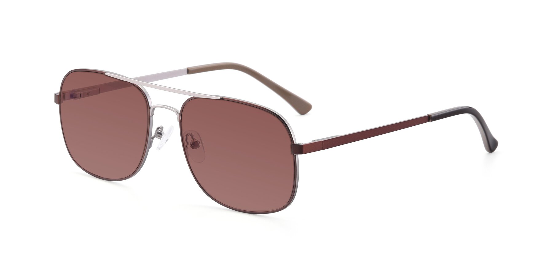 Angle of 9487 in Brown-Silver with Garnet Tinted Lenses