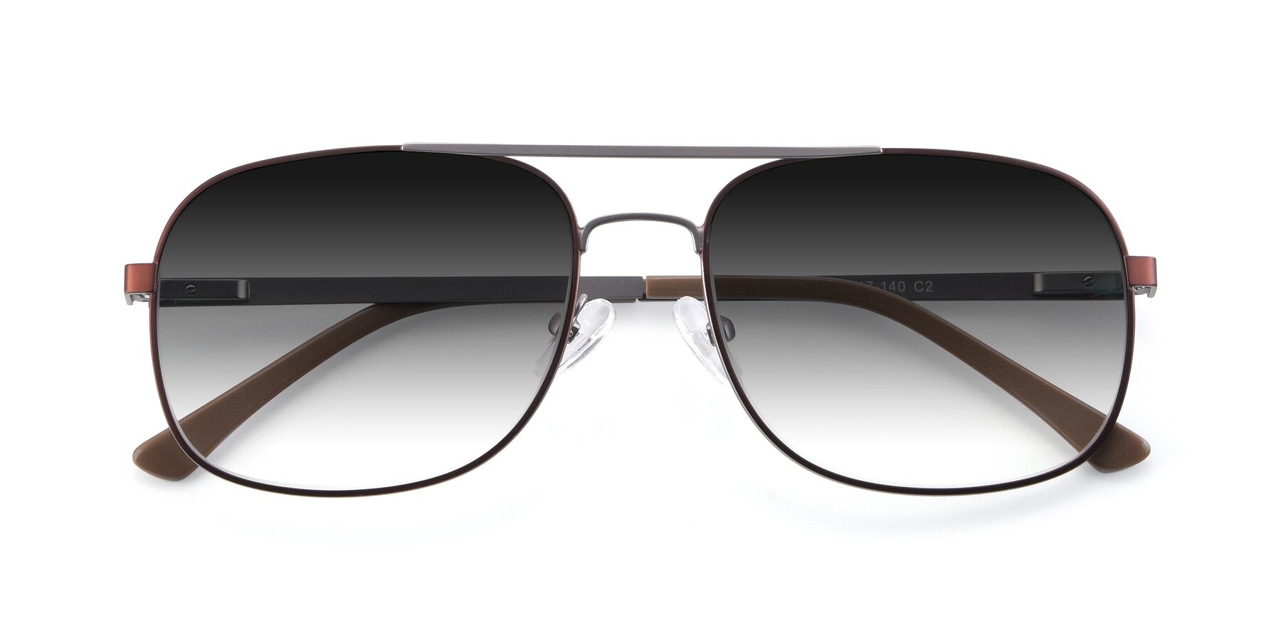 Folded Front of 9487 in Brown-Silver with Gray Gradient Lenses