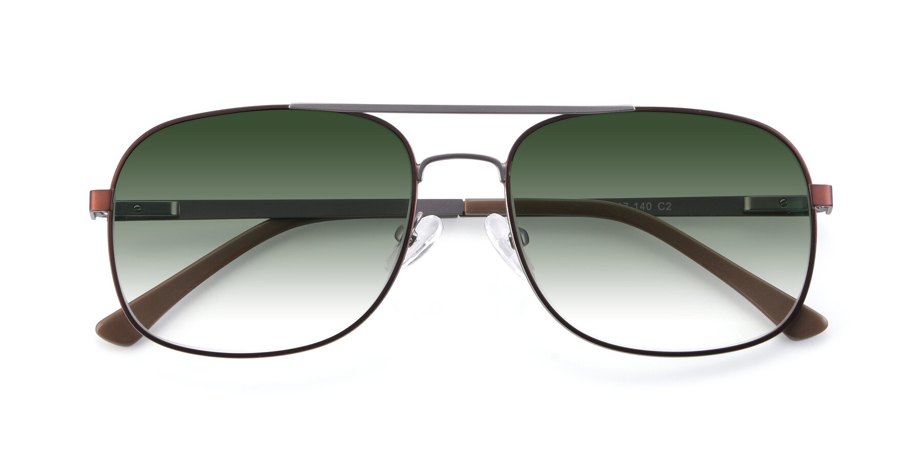 Folded Front of 9487 in Brown-Silver with Green Gradient Lenses