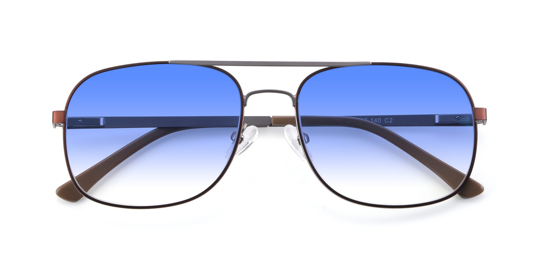 Folded Front of 9487 in Brown-Silver with Blue Gradient Lenses
