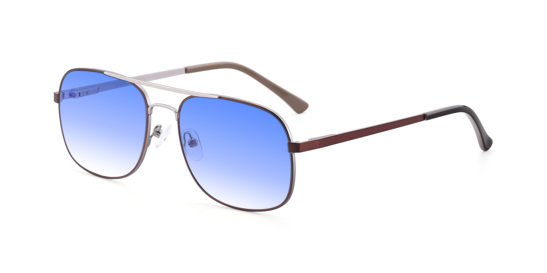 Angle of 9487 in Brown-Silver with Blue Gradient Lenses