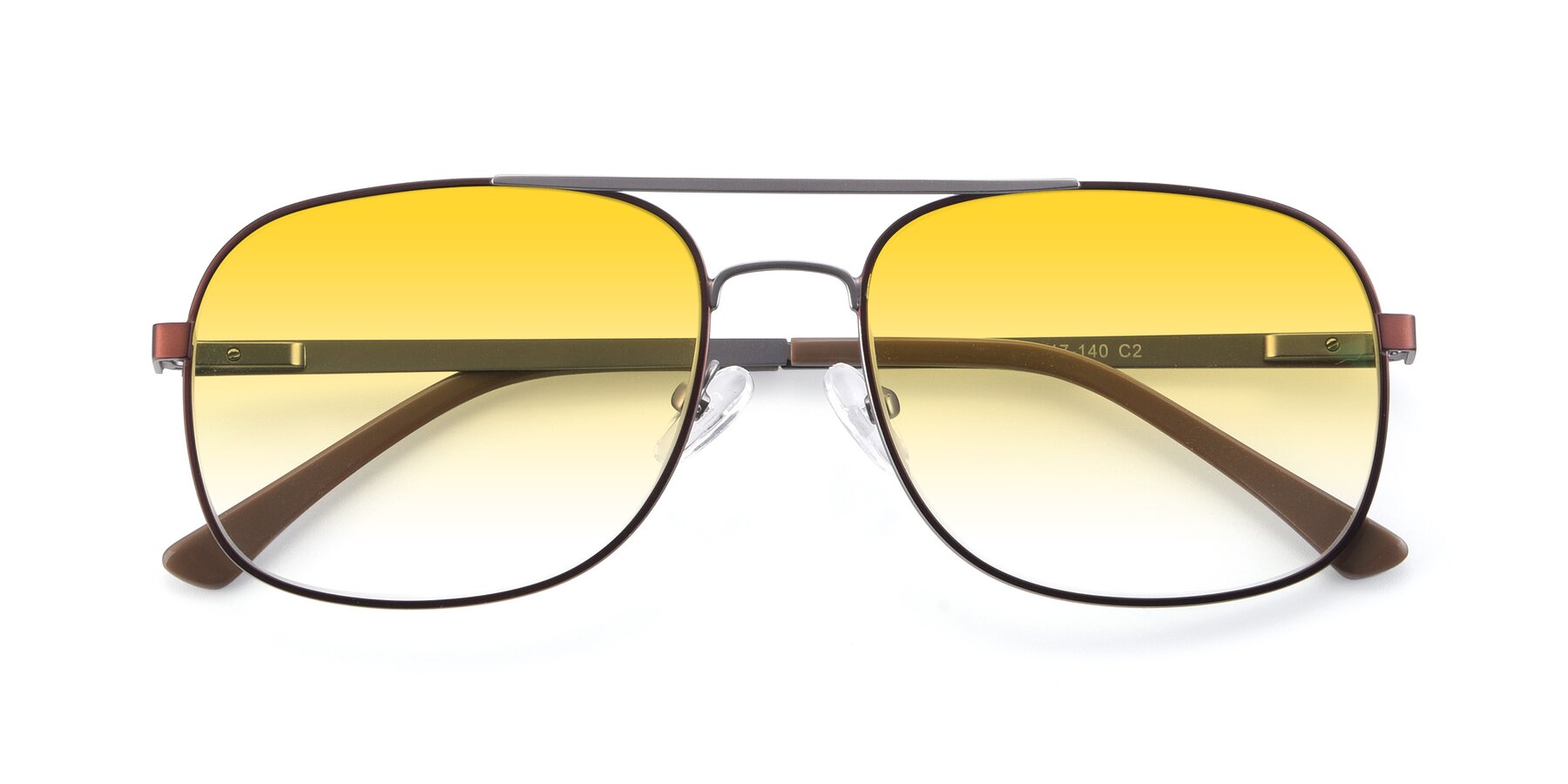 Folded Front of 9487 in Brown-Silver with Yellow Gradient Lenses