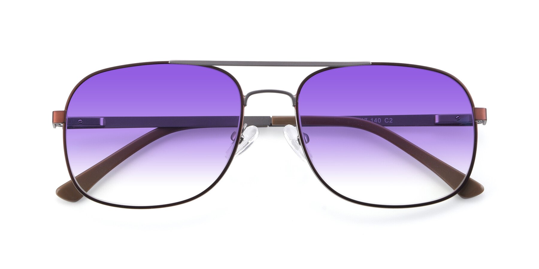 Folded Front of 9487 in Brown-Silver with Purple Gradient Lenses