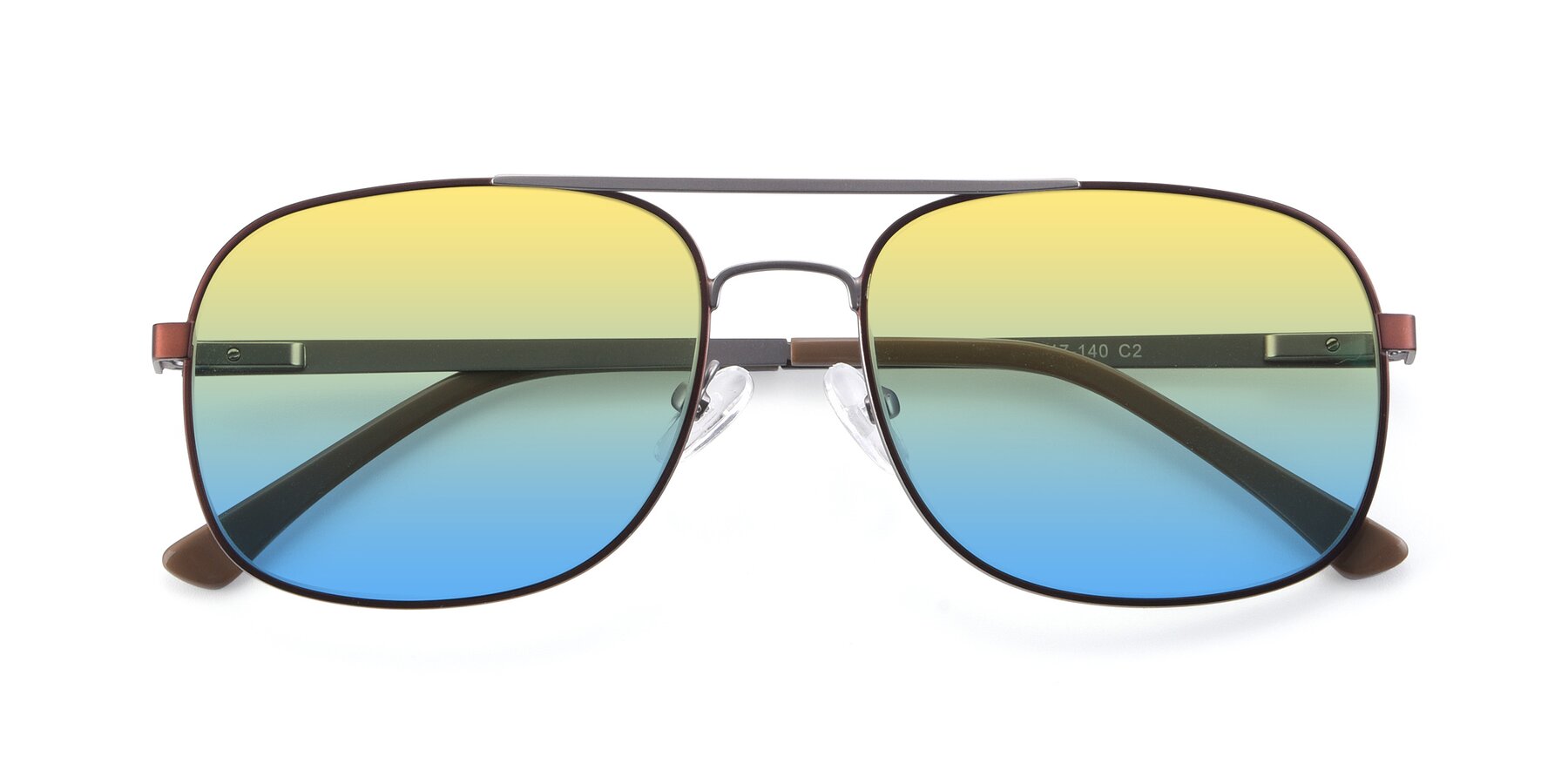 Folded Front of 9487 in Brown-Silver with Yellow / Blue Gradient Lenses