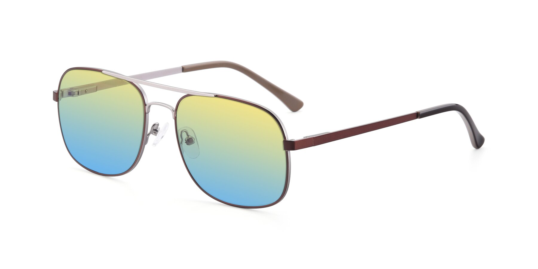 Angle of 9487 in Brown-Silver with Yellow / Blue Gradient Lenses