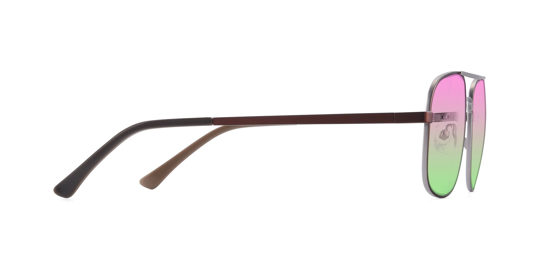 Side of 9487 in Brown-Silver with Pink / Green Gradient Lenses