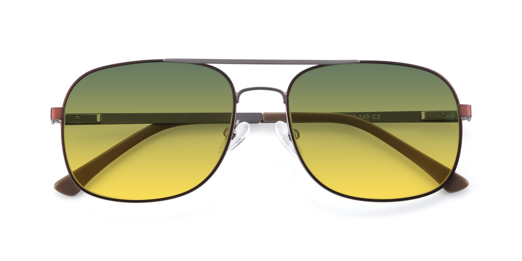 Folded Front of 9487 in Brown-Silver with Green / Yellow Gradient Lenses