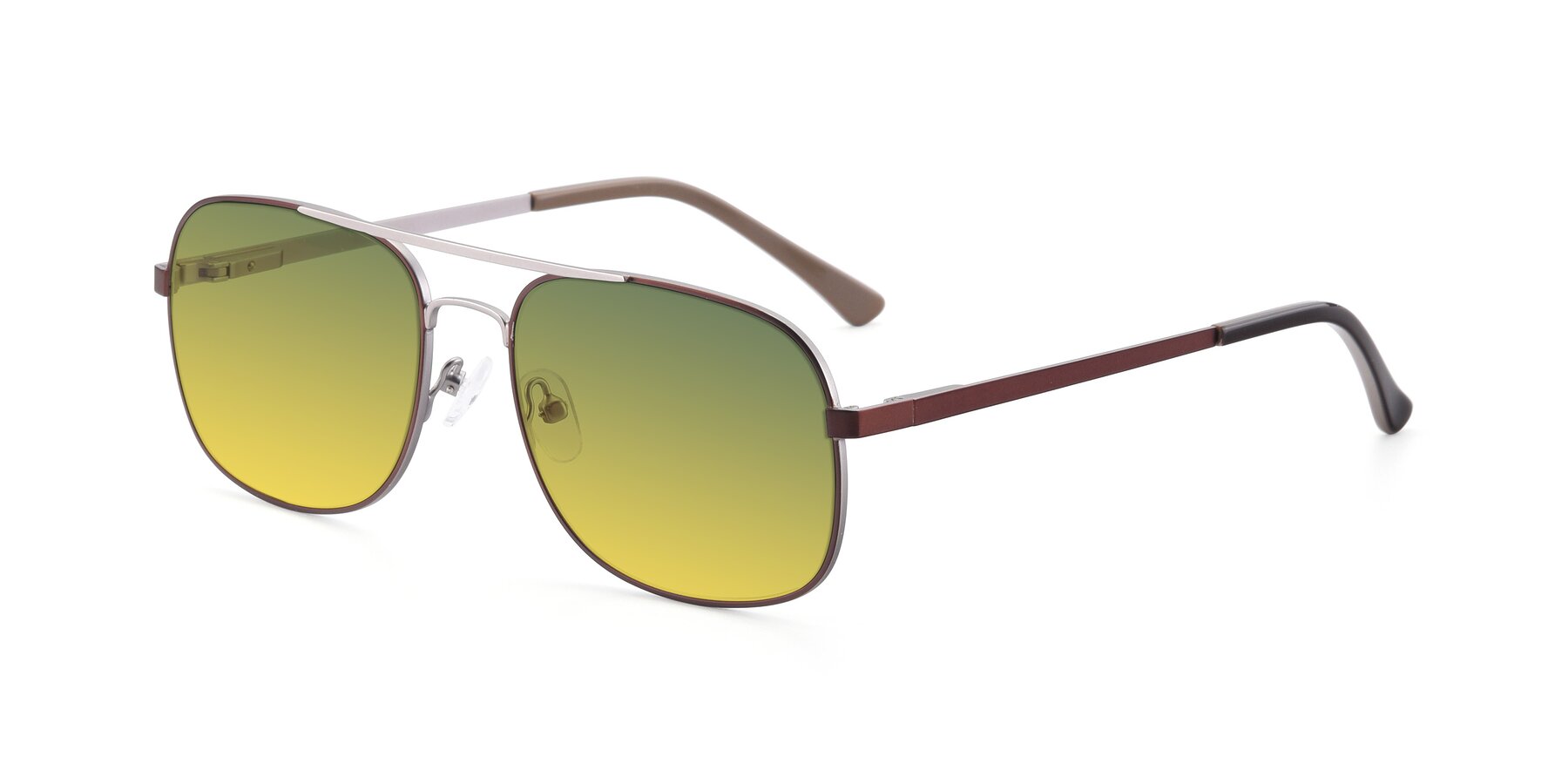 Angle of 9487 in Brown-Silver with Green / Yellow Gradient Lenses