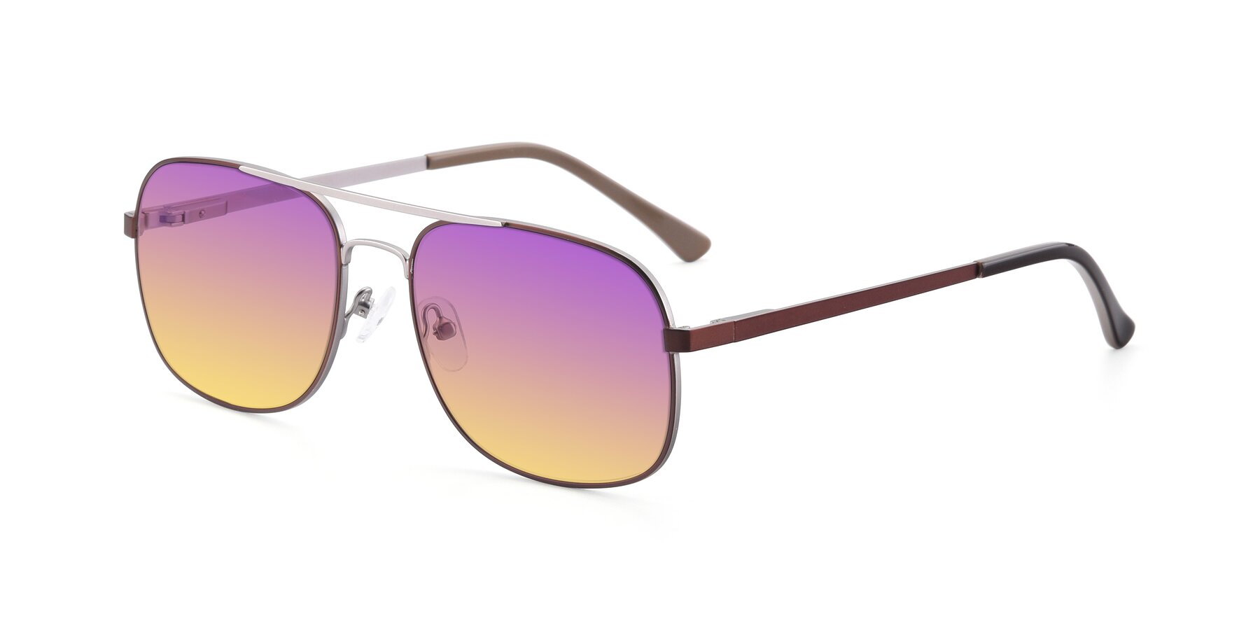 Angle of 9487 in Brown-Silver with Purple / Yellow Gradient Lenses