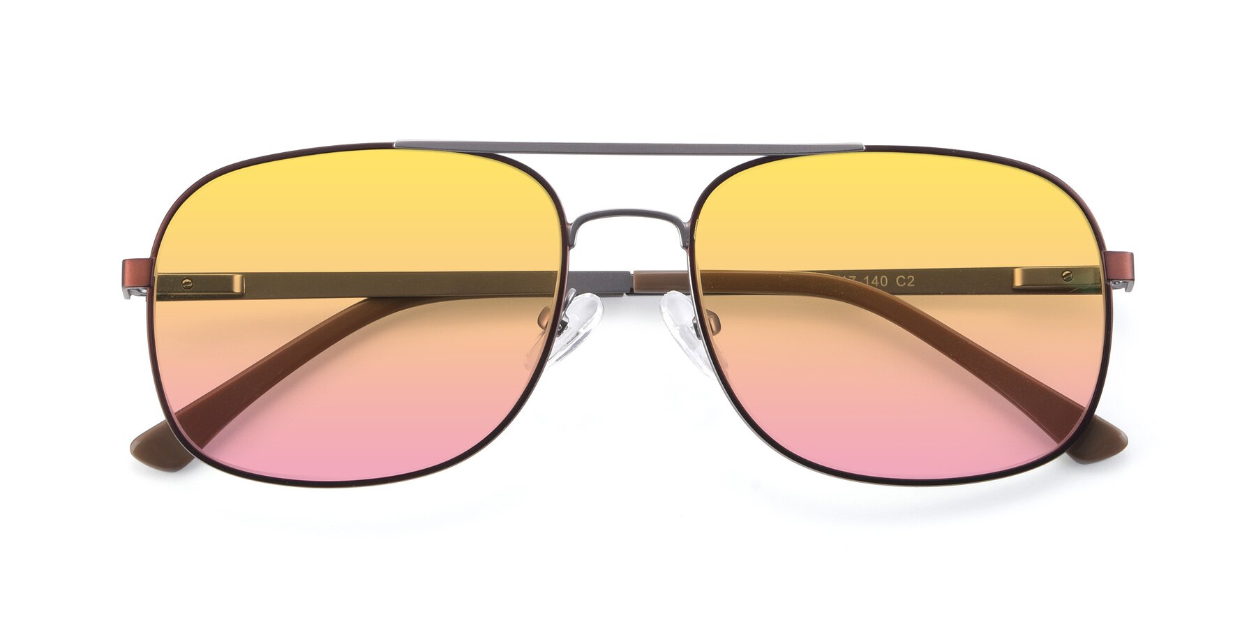 Folded Front of 9487 in Brown-Silver with Yellow / Pink Gradient Lenses