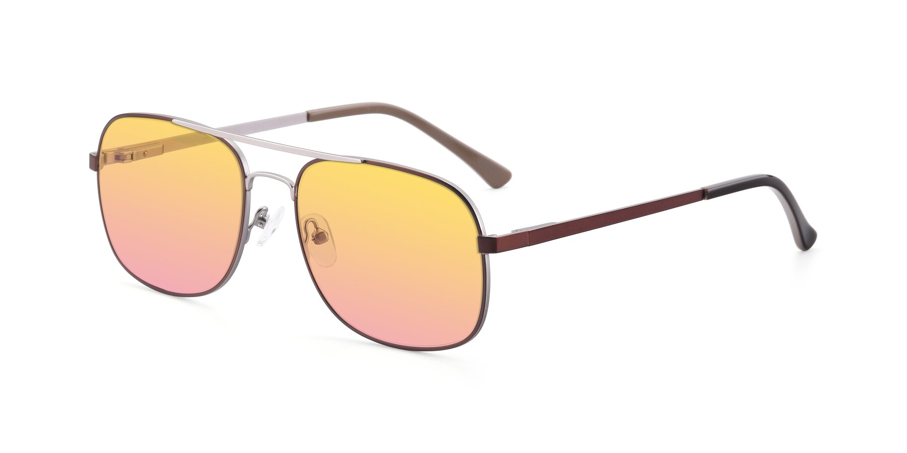 Angle of 9487 in Brown-Silver with Yellow / Pink Gradient Lenses