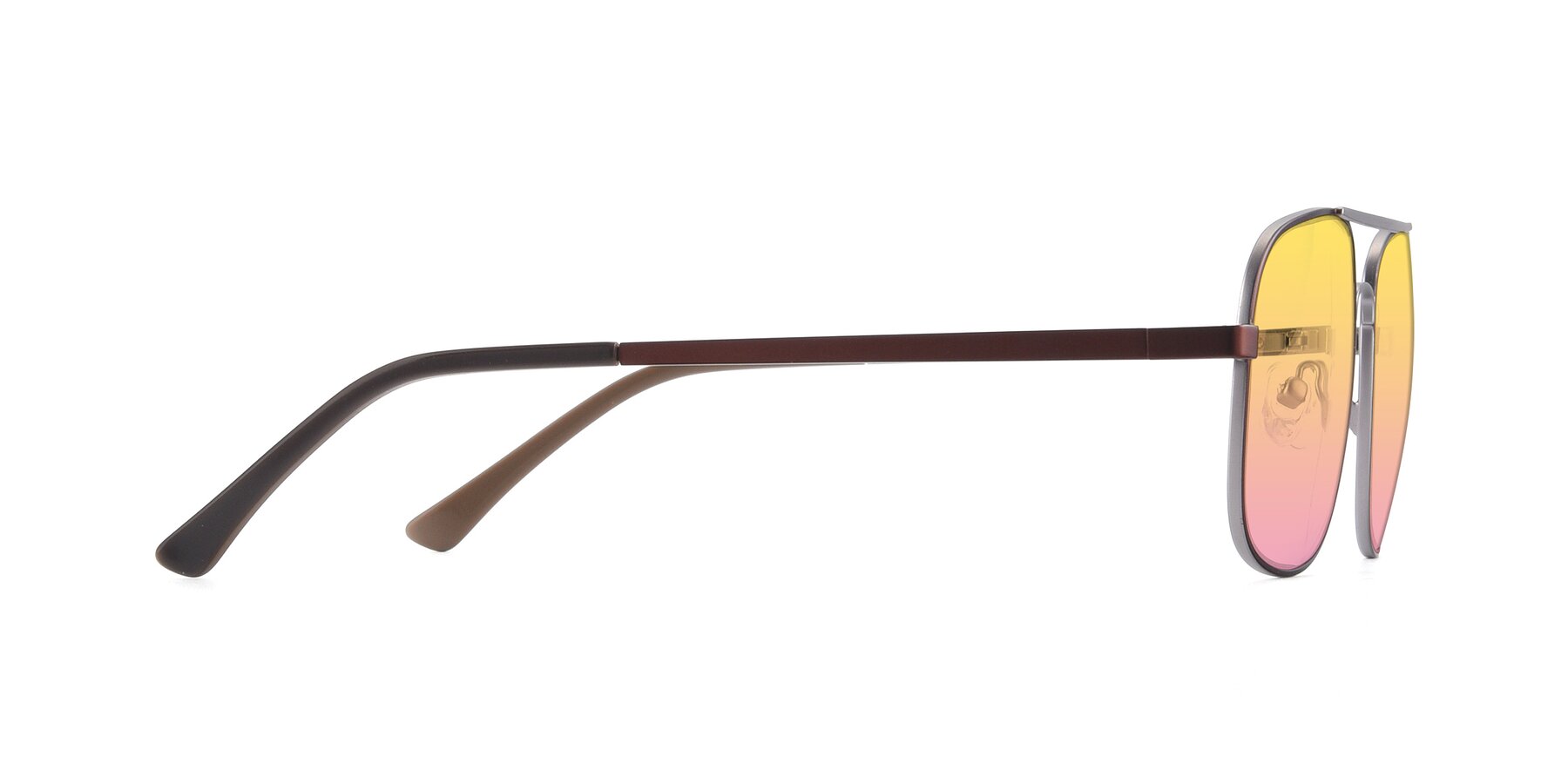 Side of 9487 in Brown-Silver with Yellow / Pink Gradient Lenses