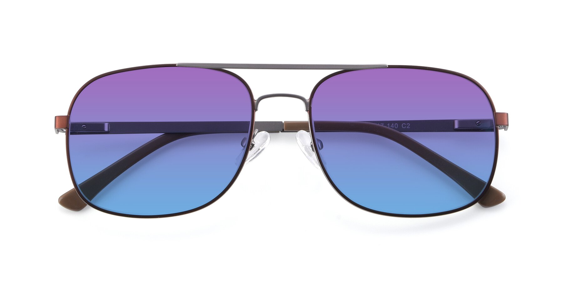 Folded Front of 9487 in Brown-Silver with Purple / Blue Gradient Lenses