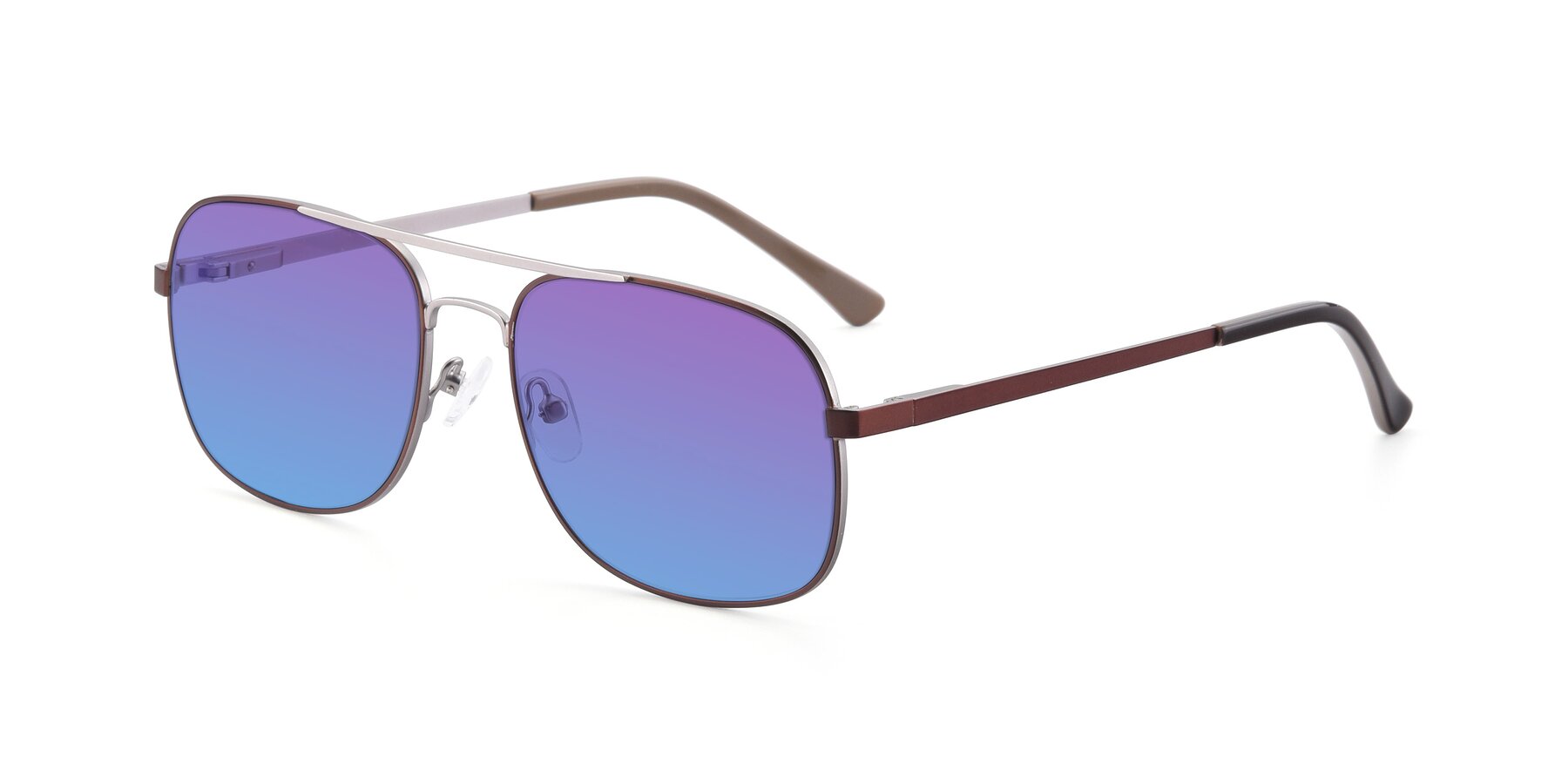 Angle of 9487 in Brown-Silver with Purple / Blue Gradient Lenses