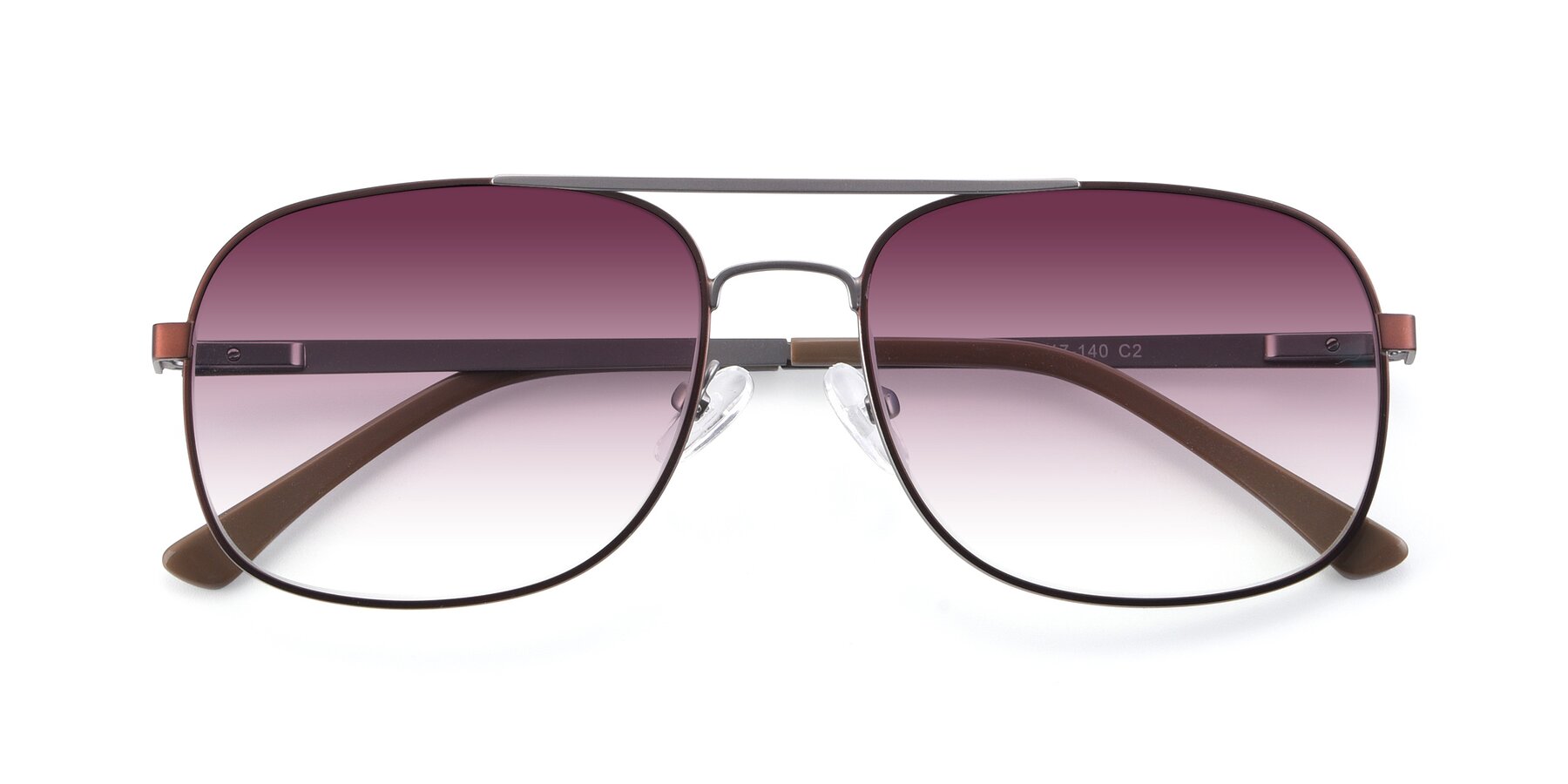 Folded Front of 9487 in Brown-Silver with Wine Gradient Lenses