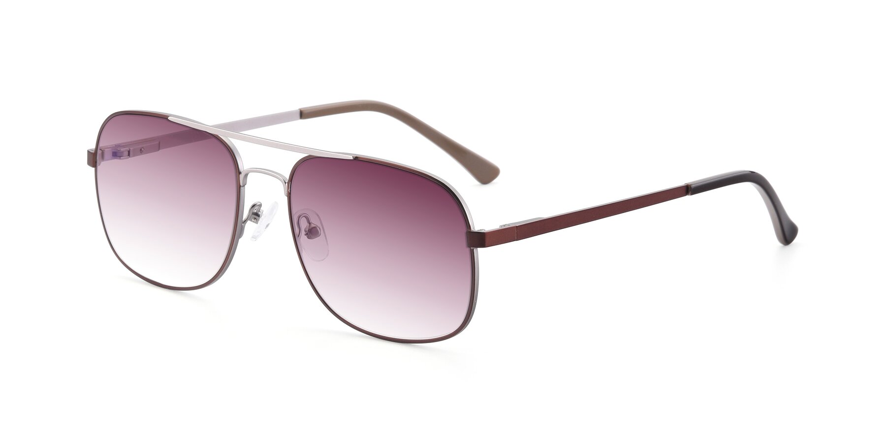 Angle of 9487 in Brown-Silver with Wine Gradient Lenses